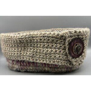 Handmade Rove Unspun Wool‎ Basket Crochet Multicolor Storage Decor 10.5 x6